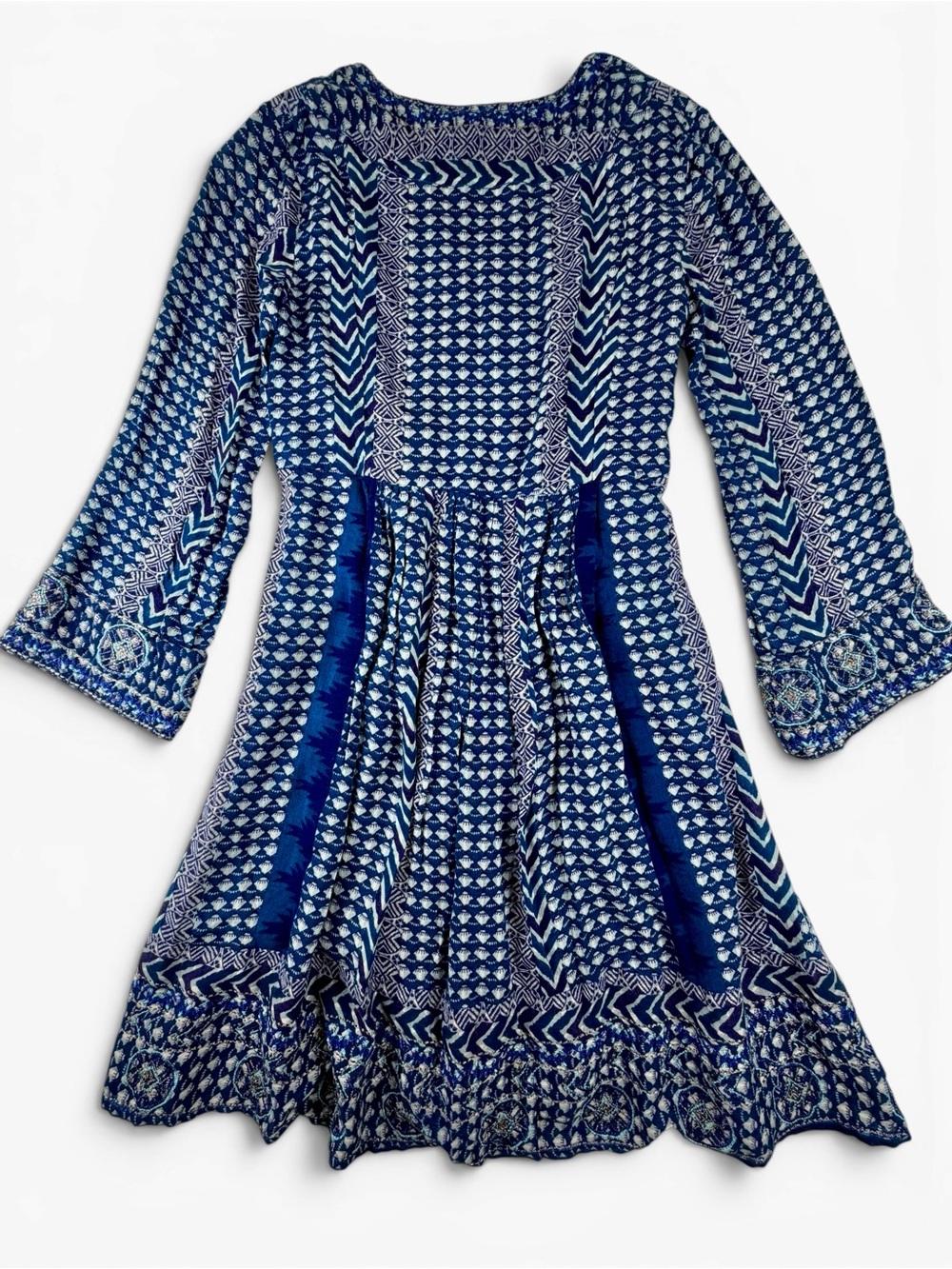 Akemi‎ + Kin Anthropologie Blue Boho Embroidered Tunic Dress XS - Picture 3 of 11